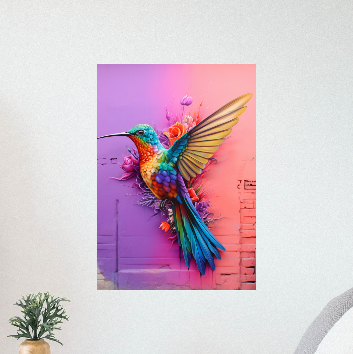 Colibri Rosa en pared