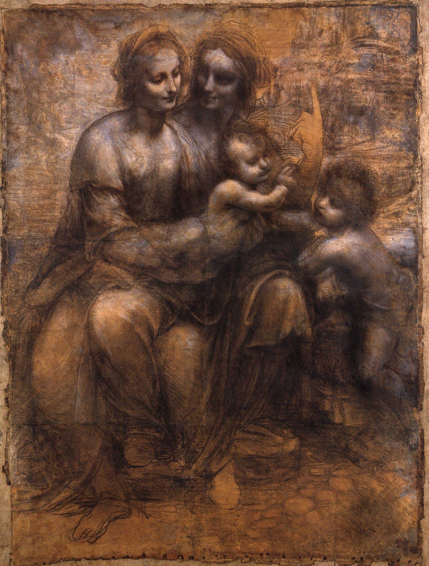 La Virgen y el Niño con Santa Ana y San Juan Bautista - Leonardo da Vinci