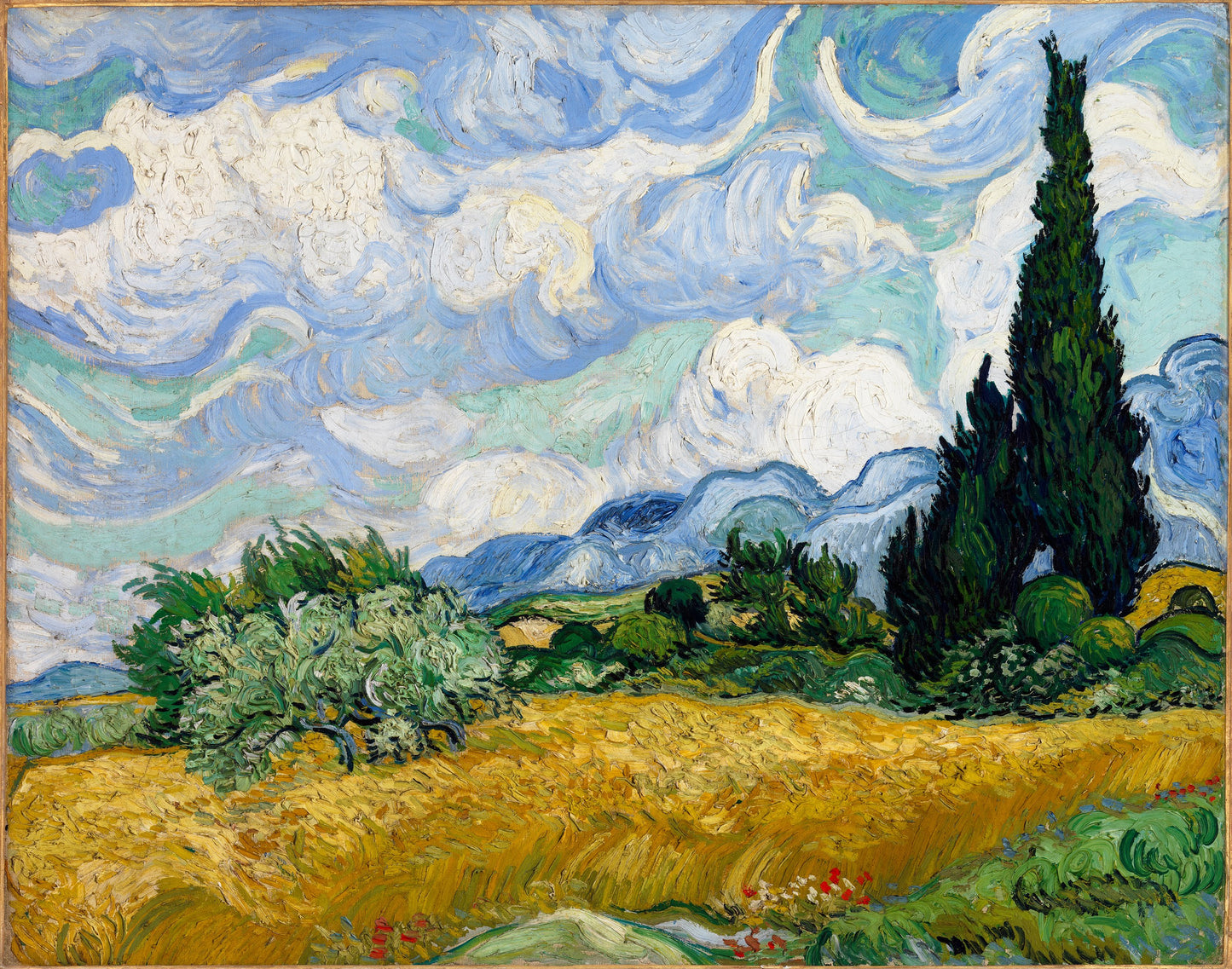 Campo de Trigo con Cipreses